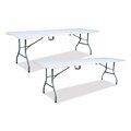 Iceberg Bifold Resin Folding Table, Rectangular, 94.5 in.x29.9 in.x30 in., White Granite Top, Gray Base/Legs, 2PK 61273